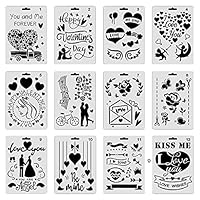 Rudiaoa Valentine Decoration Stencils Reusable PET Templates For Painting On Paper Metal Furniture Wall Decor Scrapbooking For Wall For Stencils For Kids Adults Of Hearts Flower's