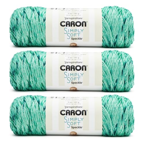Image of Caron Simply Soft Speckle Riviera Yarn - 3 Pack of 141g /5 oz - 100% Acrylic - #4 Worsted (Medium) - 235 Yards - Knitting /Crochet