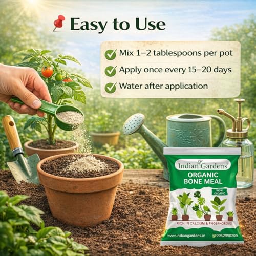 Image of Indian Gardens - Bone Meal Powder 100% Organic Plant fertilizer | Rich in Calcium and Phosphorus | Plant Fertilizer | Home Gardening (400 Grams)