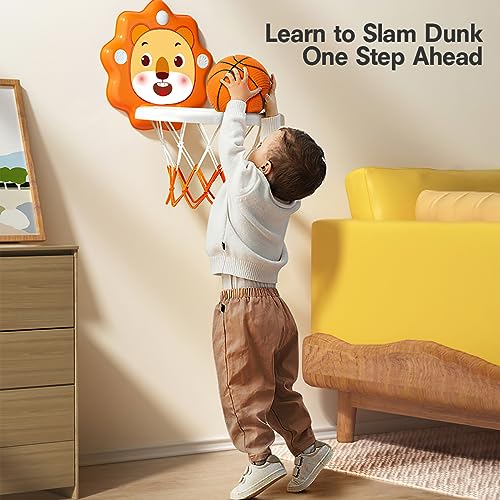 Fkcoq LM709H Indoor Mini Basketball Hoop For Toddlers Kids Boys Bedroom,Adjustable Height,Space-Saving,Christmas Birthday Gifts Toy thumb #3