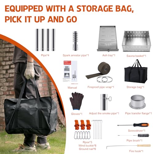 CHANGEMOORE Outdoor Medium Sauna Hot Tent Stove with Pipe, Anti scalding Roll Cloth, No Openable Top - Image 9