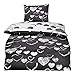 Produktbild Niceprice 4 Teilige Winter Microfaser Bettwäsche Set Fleece Flausch Herz Wende, 2X 135x200 2X 80x80
