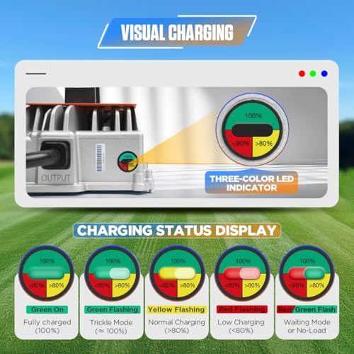 36 Volt Golf Cart Battery Charger for TXT EZGO Golf Cart Charger 36 Volt EZGO 20AMP 1250W Fully Automatic Smart Charging with IP67 Waterproof, 16Ft Cable, for Lead-Acid Batteries by DUOYI - Image 7