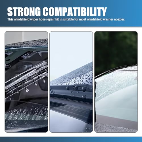 Image of Pack-30 Car Windshield Washer Hose Kit, 13 Ft Flexible Leak-proof Rubber Hose, with T-type Y-type I-type Hose Connector, Universal Connection Water Pump and Nozzle Accessories for Cars (Black)