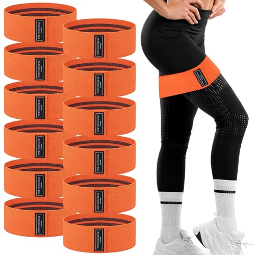 Image of 12 Pcs Fabric Resistance Bands for Working Out Non-Slip Booty Exercise Loop Bands for Women Men Glutes Hip Thigh Butt Yoga Pilates Fitness Gym, Light Medium Heavy