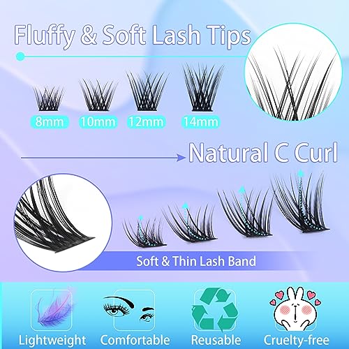 Cluster Lashes Individual Cluster C Curl Lash Clusters 8~14mix Eyelashes Individual DIY Lash Extensions Natural Look by Obeyalash (Daisy-WL03) - Image 3