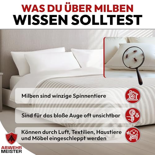 ABWEHR MEISTER Milbenspray für Matratzen & Polster 500 ml, effektives Abwehrmittel gegen Hausstaubmilben, giftfrei, laborgeprüft, Made in Germany (PT19)