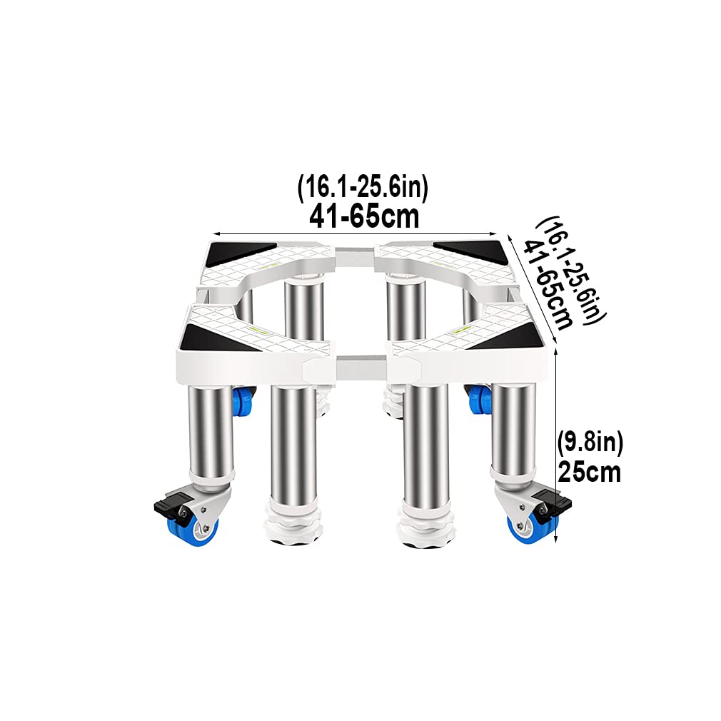 Base ajustable para lavadora y secadora con ruedas de 41 a 65 cm, capacidad de 300 kg, pies antivibración, soporte portátil para refrigerador, carrito móvil resistente para lavavajillas