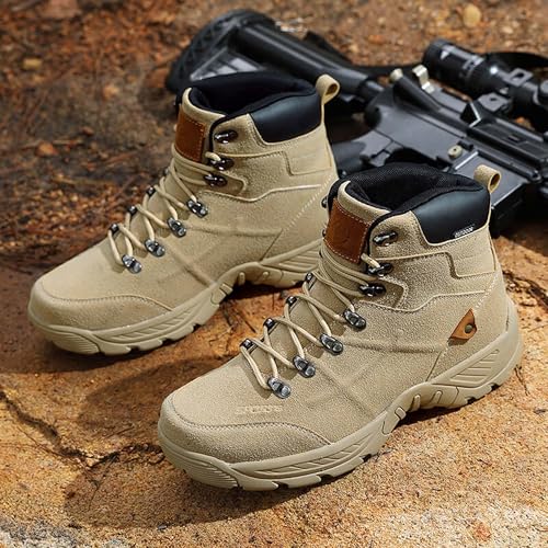 Large size outdoor ultra light military boots, high top mountaineering workwear boots3