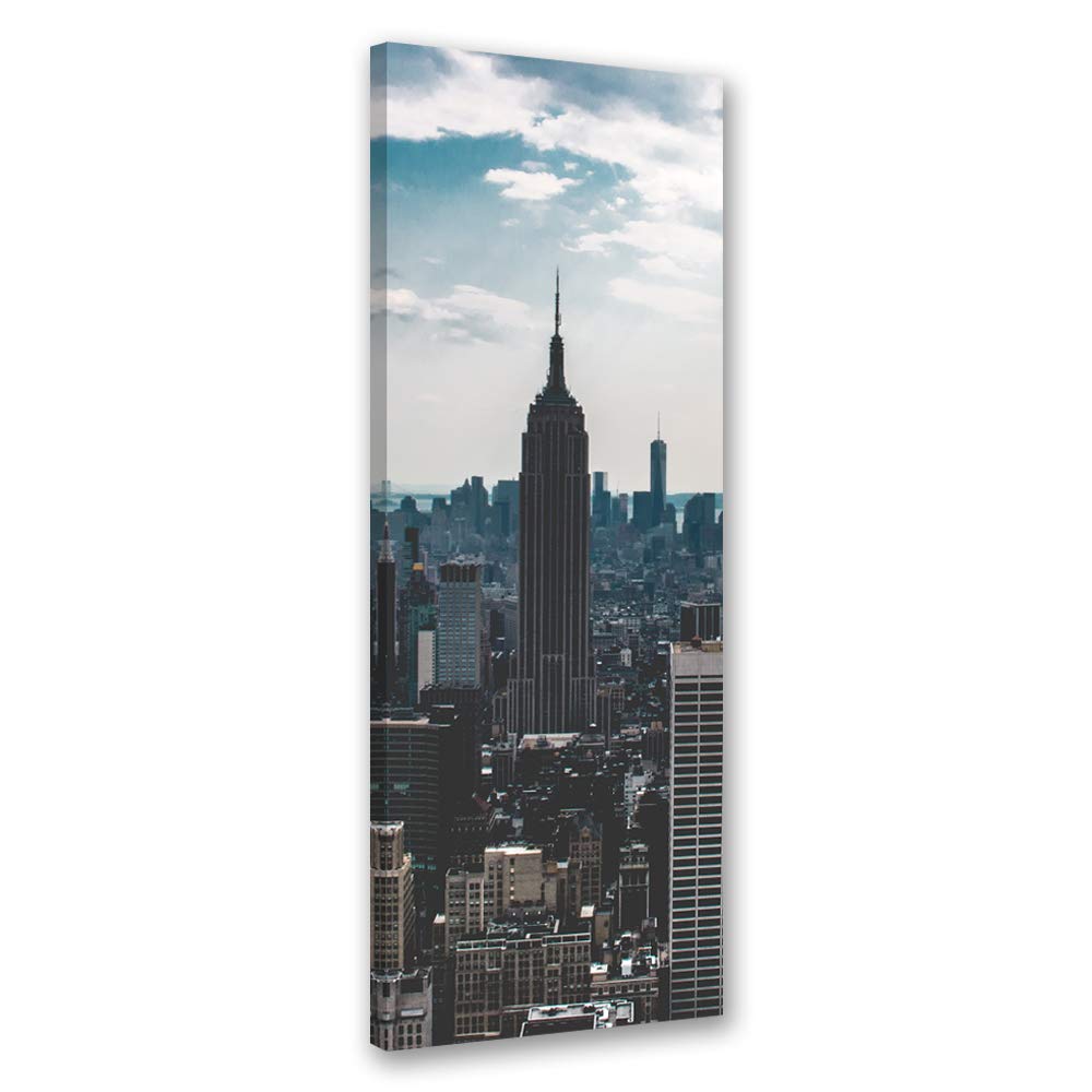 Feeby Quadro Tela Non Tessuta Top Of The Rock 50x150 cm d' Arte Moderna Decorazione Murale Estetica Architettura blu