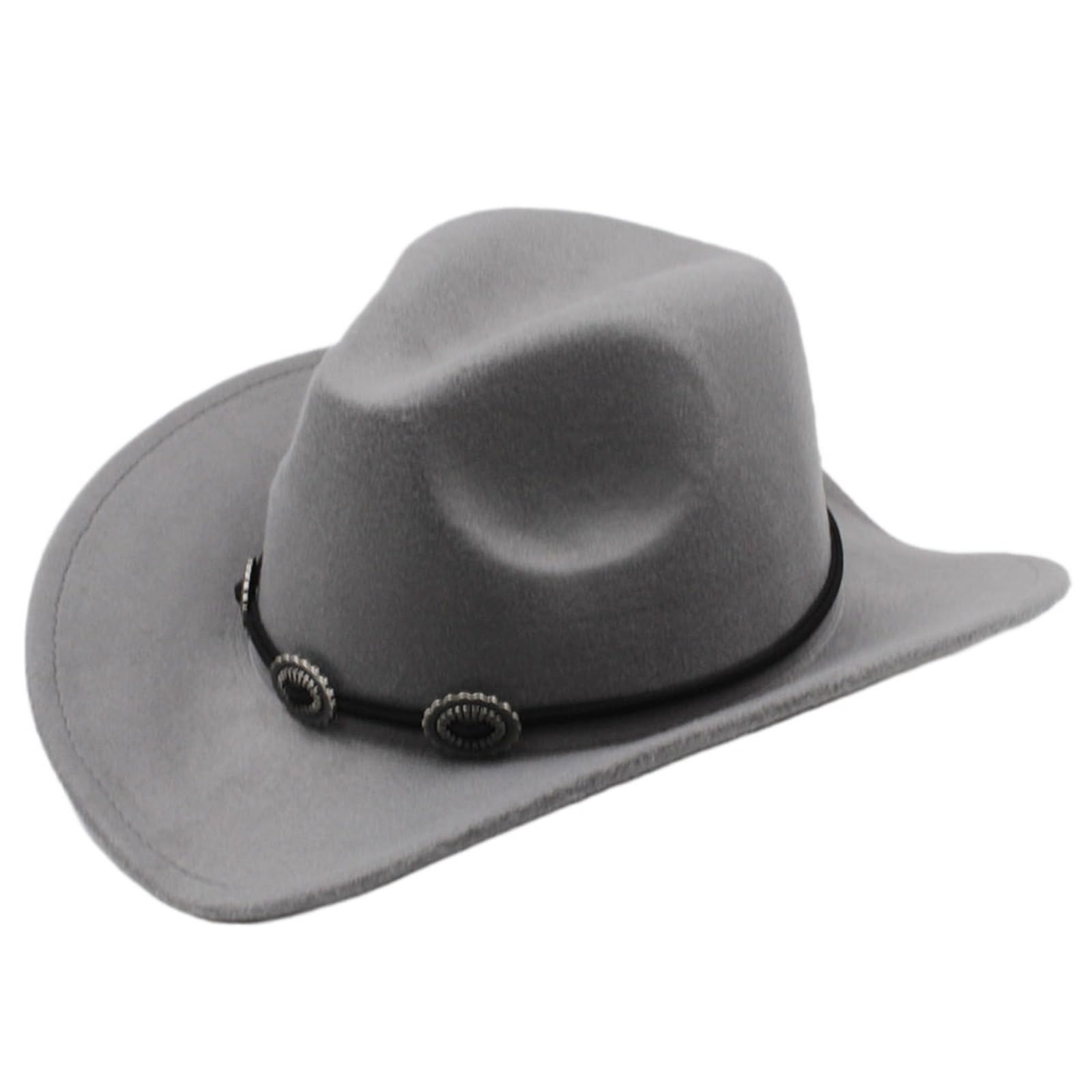 vrfvsdasAAS Cowboy Hat Felt Cowboy Hat Wide Brim Cowgirl Retro Band For Adult Or Kid 54/57/61cm(Grey,7)