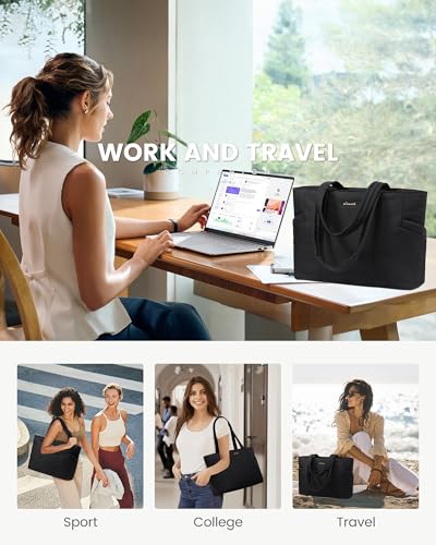 LOVEVOOK Laptop Bag for Women, Lightweight Puffy Work Tote Bag with Clutch Purse, 15.6 Inch Computer Briefcase Bag2