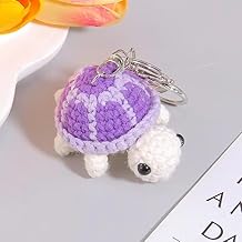 Cute Funny Knitted Mini Little Turtle Handmade Crochet Turtles Emotional Support Positive, Turtle for Keyring Charm Handbag Bag Purse Pendant Car Key Bag Personalized Gifts (purple).