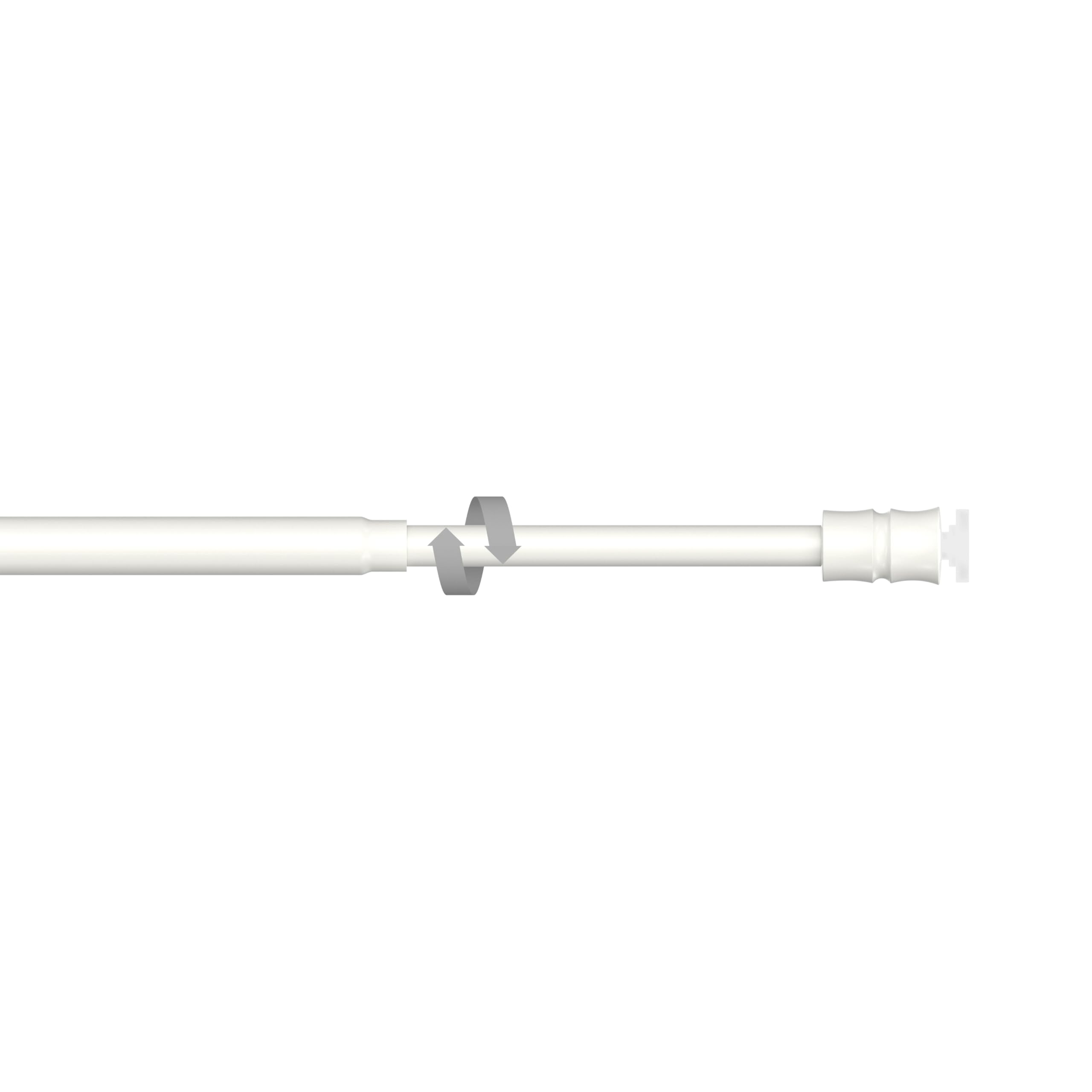 INTERDECO Klemmstange ausdrehbar, Scheibenstange mit Gummistopfen 8/6 mm aus Metall und Kunststoff, ohne Bohren, Weiß, für Scheibengardinen und Kurzgardinen, Typ 2008011, 80-120 cm