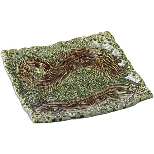エールネット(Ale-net) 中皿 四角皿 W26×D26×H5.5cm 織部 8号 四ツ足 正角皿 陶器 万古焼 日本製