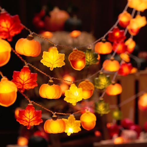 LOLStar Fall Decor Lights, 9.8FT 20 LED Thanksgiving String Lights, Battery Operated (Not Included) with Timer Function and 8 Flash Modes, Pumpkin, Maple Leaf, Acorn Light for Autumn Home Indoor Decor LOLStar Fall Decor Lights, 9.8FT 20 LED Thanksgiving String Lights, Battery Operated (Not Included) with Timer Function and 8 Flash Modes, Pumpkin, Maple Leaf, Acorn Light for Autumn Home Indoor Decor