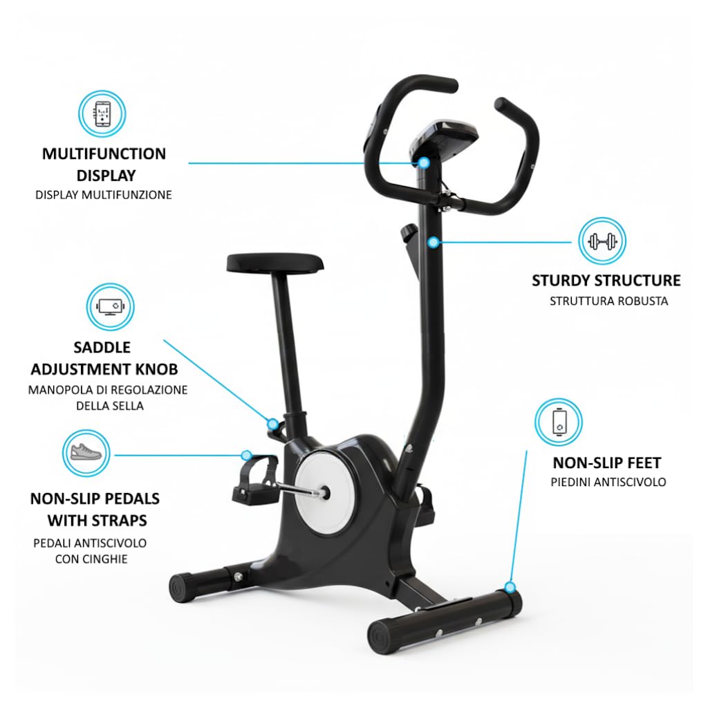 Cyclette Bike da Camera per Dimagrire e Tonificare Glutei e Gambe, Resistenza Regolabile Sensori Cardio Display LCD Sella Regolabile Allenamento Fitness