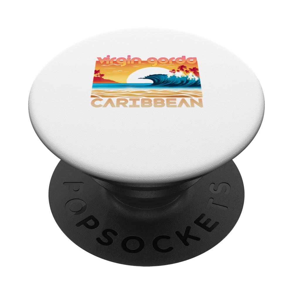 Virgin Gorda Retro Vintage Souvenir Apparel - Virgin Gorda PopSockets Swappable PopGrip, Black