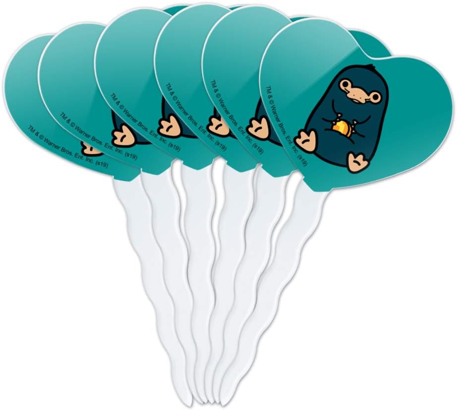 GRAPHICS & MORE Fantastic Beasts and Where to Find Them Nifler Cute Chibi Character Heart Love Cupcake Picks Toppers Decoration Set of 6