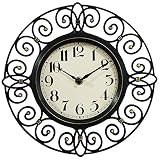 Xyanzi Wall Clock Hanging Table Hollow Imitation Iron Mute Retro Living Room Bedroom Hanging Table