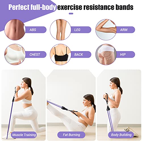 Resistance Bands With Handles For Women, 5 Level Exercise Bands Workout Bands For Physical Therapy, Yoga, Pilates, Door Anchor, Storage Pouch(Purple) #TOP4