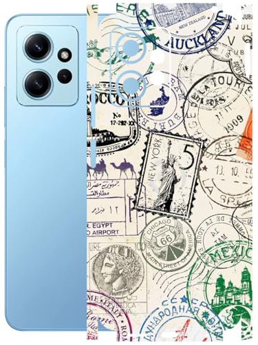Image of AtOdds - Full Body Back Screen Guard Protector Film - Lamination Wrap Skin Sticker Compatible with REDMI Note 12 (4G) | Scratchproof Matte Finish (Stamps)