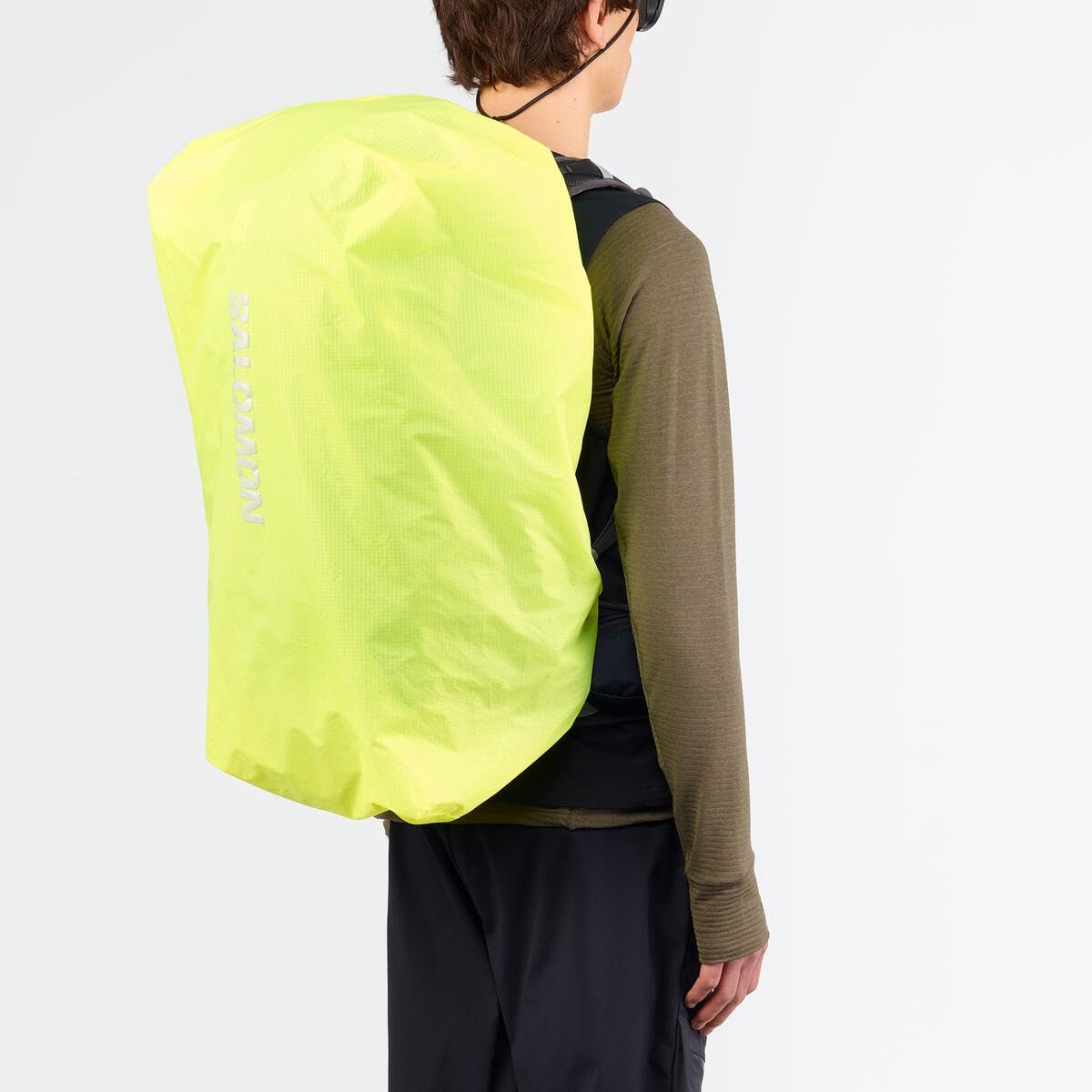 Salomon pioggia Cover Medium, Copertura impermeabile ultraleggera, vestibilità regolabile per borse da 25-40 litri, protezione dalle intemperie giallo brillante, design riflettente