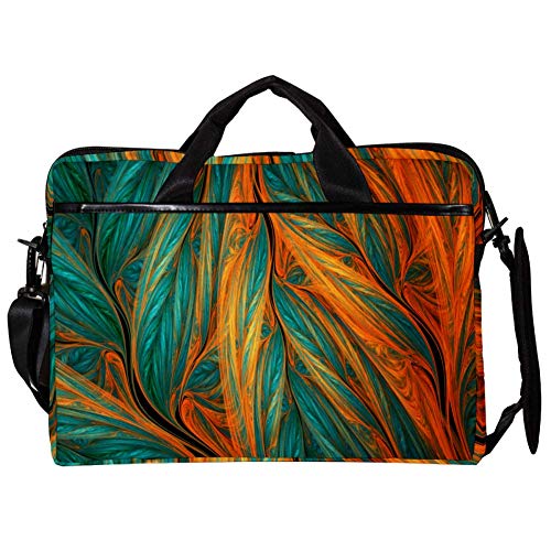 Sacoche bandoulière ordinateur portable 14-15.4 pouces motif tropical vert orange