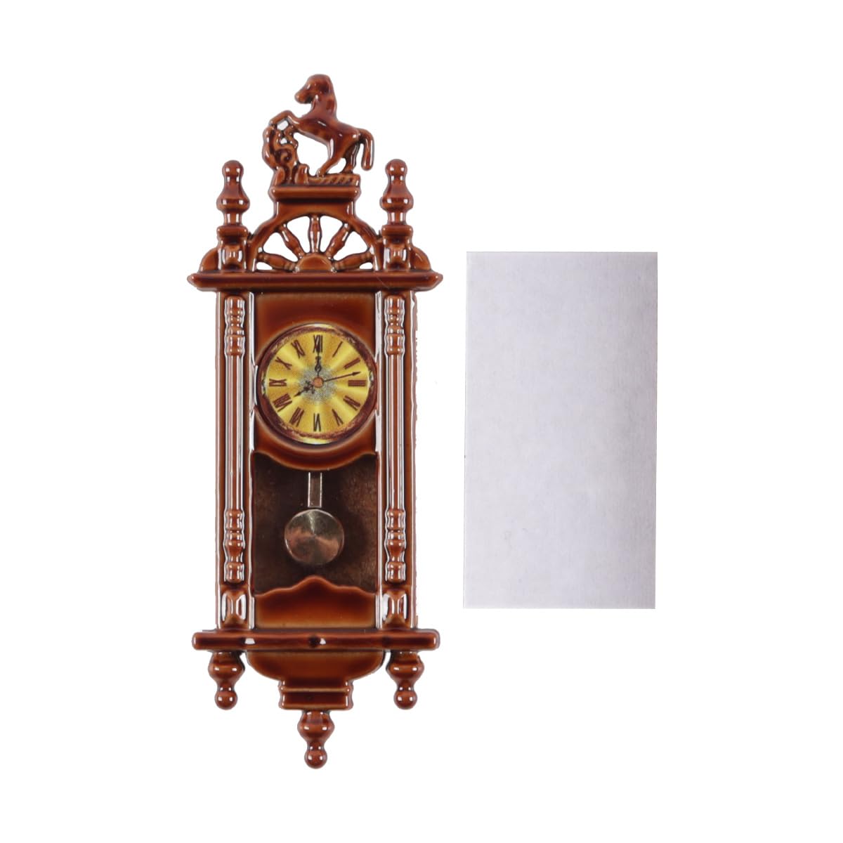 Ausi 1:12 Scale Vintage Dollhouse Clock Wooden Alloy Miniature Furniture Wall Desktop Photo Props Accessories