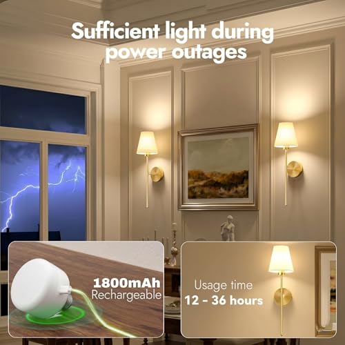 Image of NYRWANA Pack of 2 Rechargeable Modern LED Wall Lamp with Remote Control, 3 Color Temperature, Dimmable Brightness, Timer Function, Wireless Wall Light for Bedroom, Living Room, Bedside Decor (White)