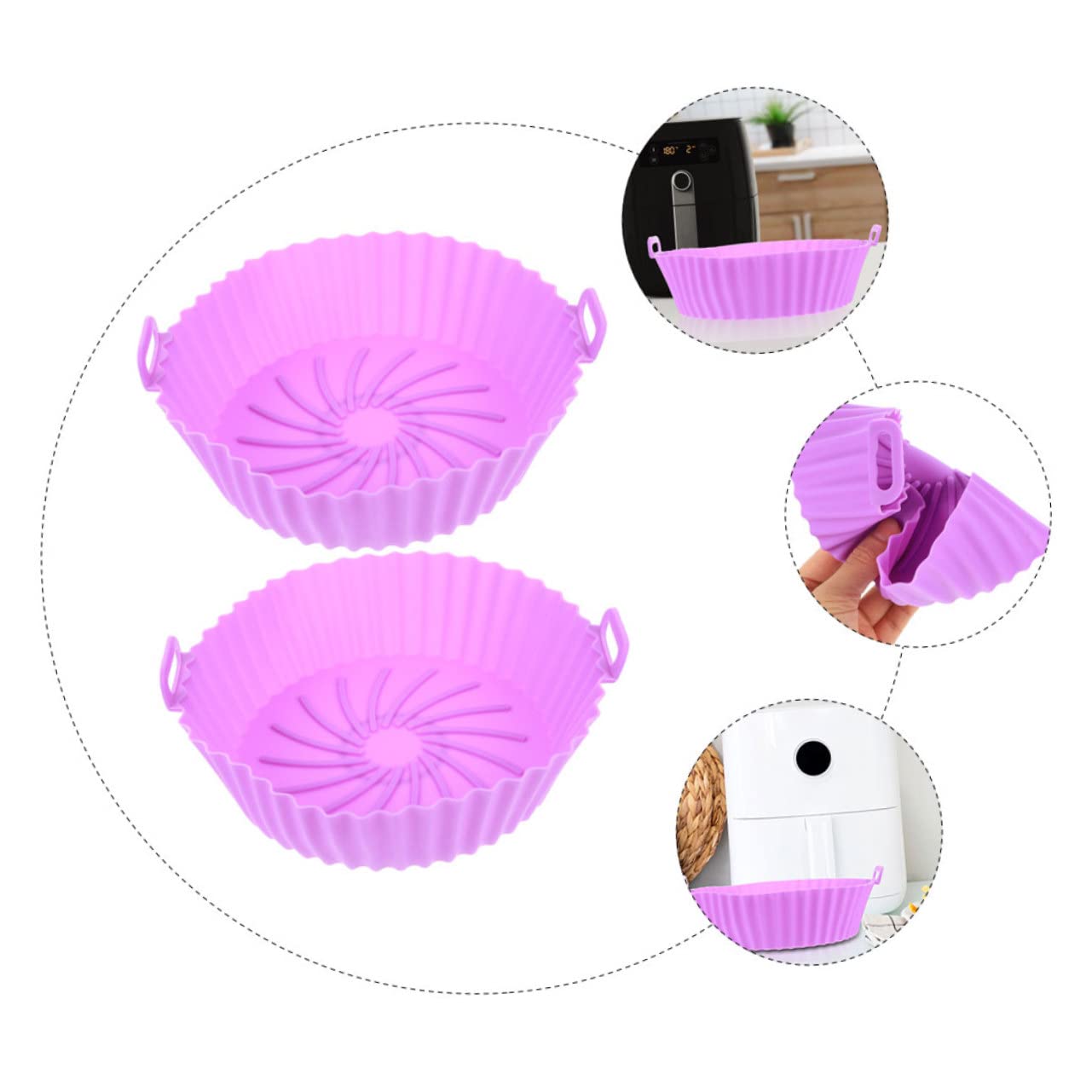 Alipis 4 Pz Cuscinetto Per Friggitrice Ad Aria Accessori Per Friggitrice Ad Aria Teglie Da Forno Per Friggitrice Ad Aria Tappetino Da Cucina Teglia Da Forno Gel Di Silice Viola,porpora