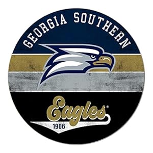 KH Sports Fan Georgia Southern Eagles Multi-Color Retro Circle Sign, 20×20 Inches, Eagles Decor for Dorm Room, Bedroom, Fan Cave, Living Room; Display Your Team Spirit with This Unique Georgia Southern Eagles Wall Art