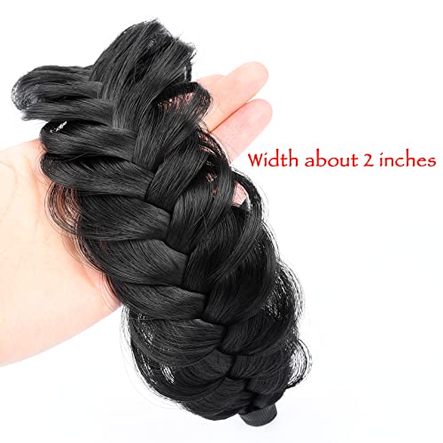 BOBIYA Wide Braided Headband with Teeth Braid Headbands With Teeth for Women Braided Hair Headbands with Tooth (Natural Black) - Image 2