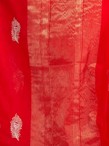 Image of Satrani Women's Organza Sequins Embroidery Jacquard Saree with Unstitched Blouse Piece