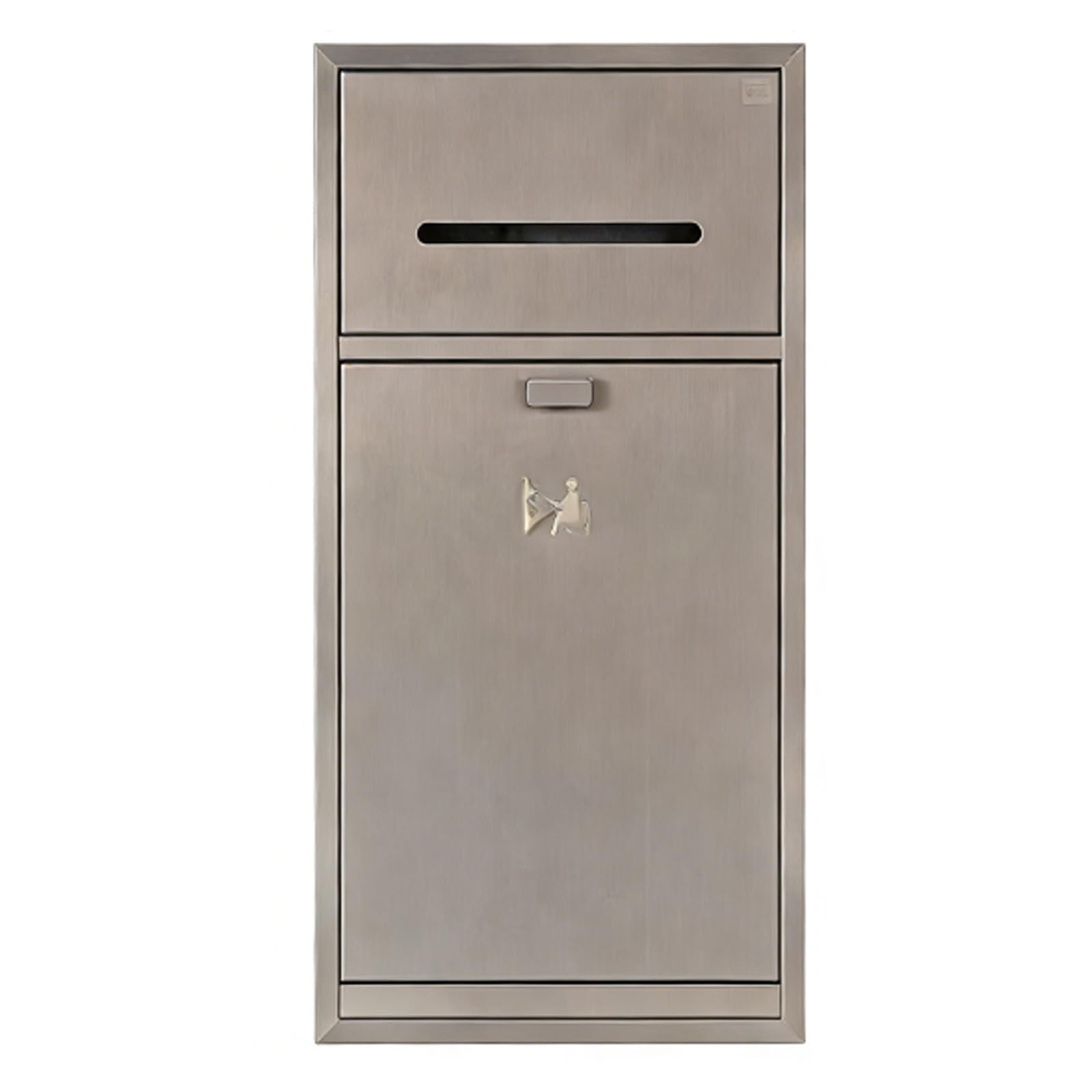 Dispensador de toallas de papel empotrado de acero inoxidable con cubo de basura, capacidad de 2 galones para uso comercial en baños y baños