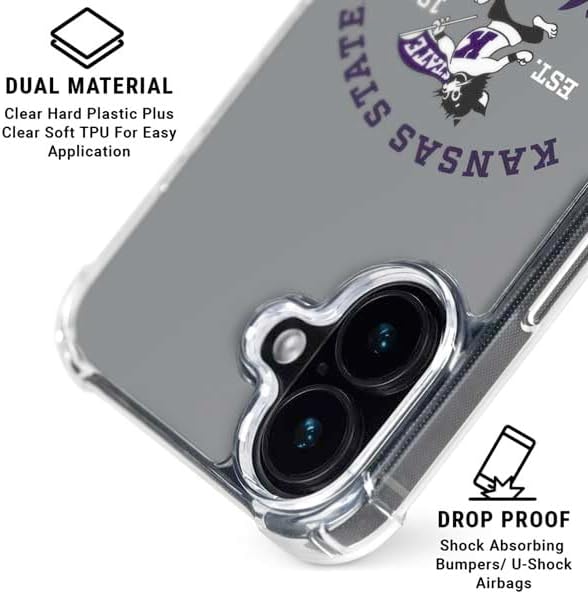 Skinit Clear Phone Case Compatible with iPhone 16 - Officially Licensed Kansas State University Wildcats Est 1863 Design