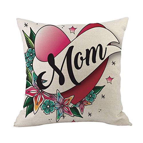 Cushion Cover Mother's Day Print Short Plush Love PillowCase Square House Sofa Bedroom Car Home Decoration 45x45cm (I)