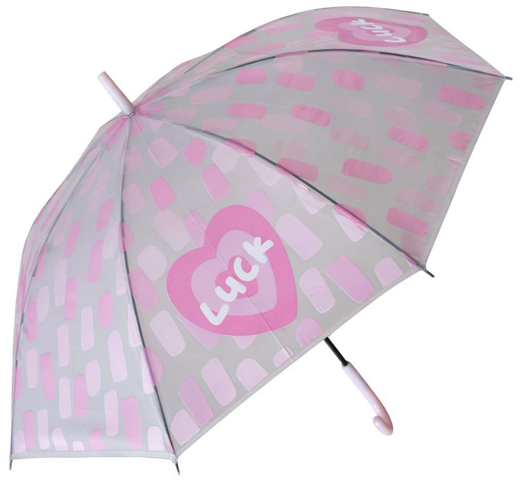 Kids Umbrella with Cute Pink Heart “Luck” Design – Lightweight Child Umbrella for Girls, Windproof & Easy Grip Handle, Rain Umbrella for Toddlers & Kids-image-15