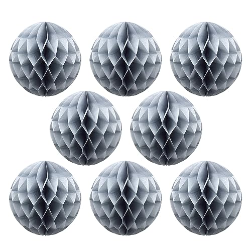 Ruidee Lot de 8 boules en papier nid d'abeille pour décoration de mariage, fête d'anniversaire, fête prénatale (20,3 cm, gris)