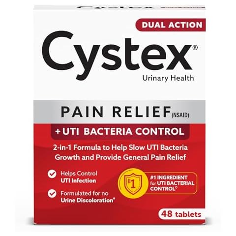 Cystex Dual Action UTI Pain Relief and Prevention, 2-in1 Formula to Help Slow UTI Bacteria Growth and Provide General Pain Relief for Women and Men, FSA HSA Eligible & Approved, 48 Count Cover