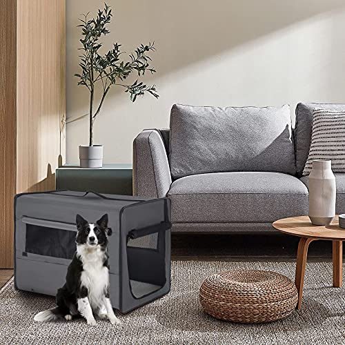 EUGAD Faltbare Hundebox B61xH51xT46cm für Katze kleine/mittlere Hunde (Hundehöhe≤40cm&Hundelänge≤50cm) Hundetransportbox Auto Reisebox Autobox Hundetasche Katzentasche Katzenbox Grau 0338GL