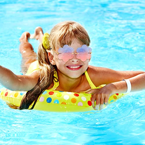 Xefinal Rimless Flower Shaped Sunglasses For Girls Women Fashion Party Favors Streetwear Glasses Colorful Eyeglasses (Black) #TOP5