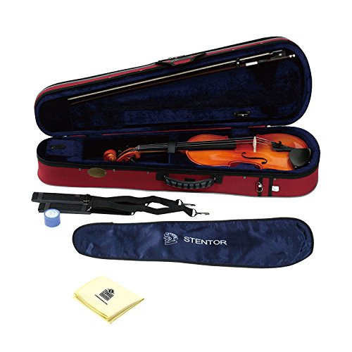 Stentor 1500-4/4 Violin Student II Outfit 4 String Violin (Made from quality tonewoods) Hand Crafted with Fine Grained Solid Spruce Top with Zorro Sounds Violin Polishing Cloth - stentor violin 4/4