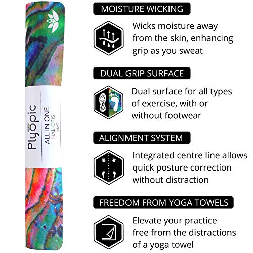 image for Plyopic All-In-One Yoga Mat | Luxury Sweat-Grip Mat/Towel Combo | Eco-