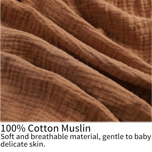 Image of Onacosht Muslin Nursing Pillow Cover Soft 100% Cotton Feeding Pillow Slipcover Fits Standard Infant Nursing Pillow for Baby Girl and Boy, Brown