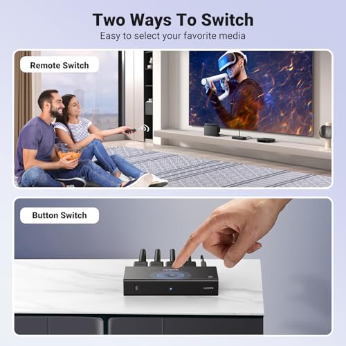 UGREEN 4K 60Hz HDMI Switch 3-in-1 Out with Remote Control 15376
