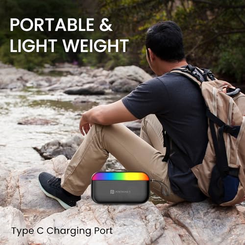 Image of Portronics Plugs 2 8W Portable Bluetooth Speaker with Inbuilt Mic, Dynamic RGB Lights, Bluetooth 5.3V, USB Drive Port, SD Card Port, IPX5 Water Resistant, Integrated Controls, Type C Charging(Black)