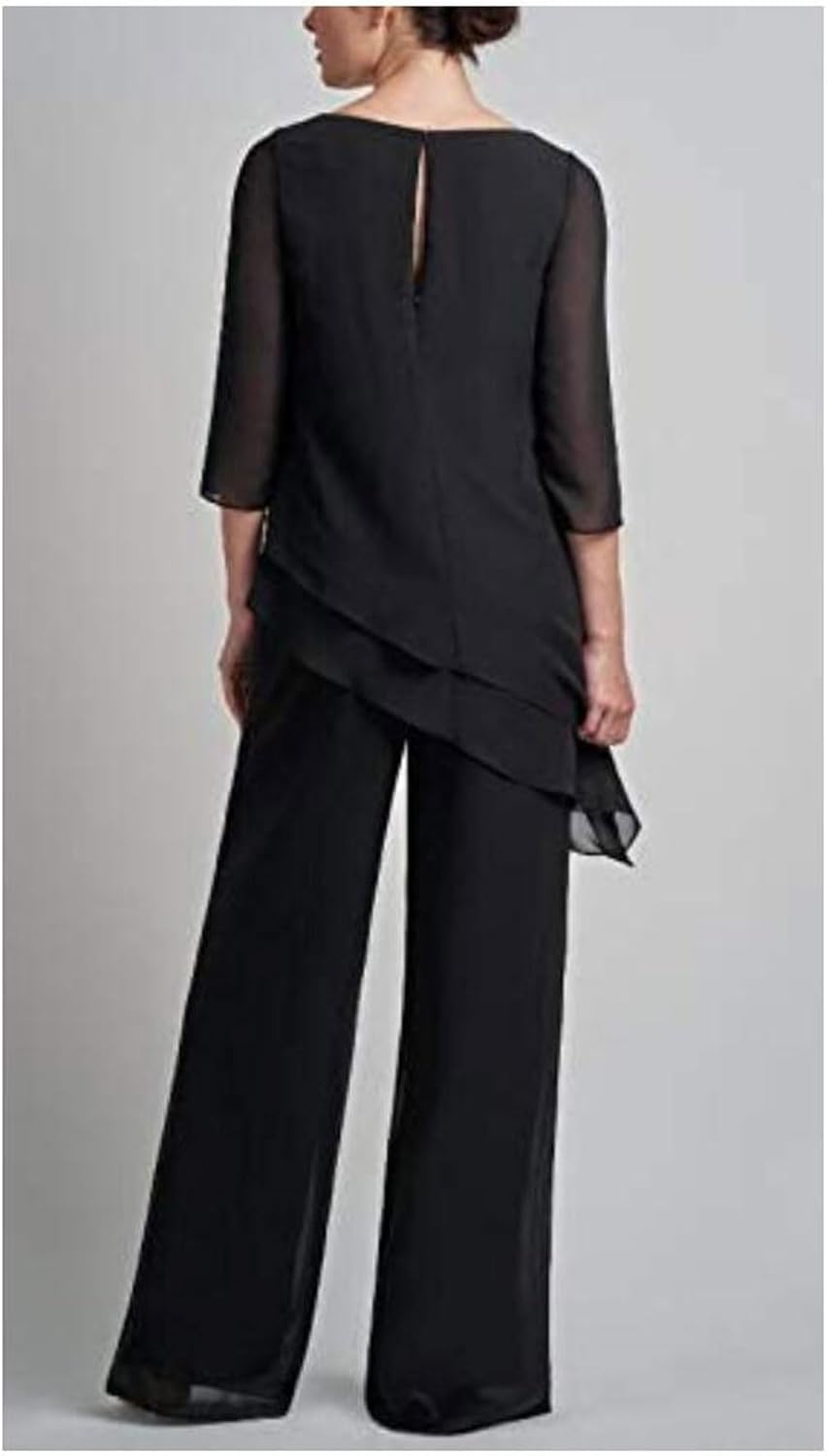 2 PC Chiffon Irregular Women Pant Suits Plus Size Mother of The Bride Pants Suit Wedding Evening Gowns