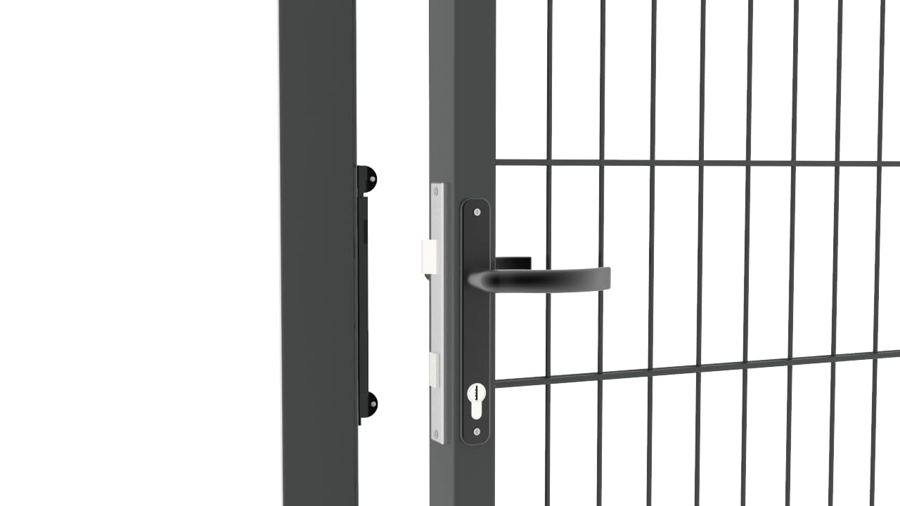 Furtka DUOS-BOX Ogrodzeniowa z Ocynkowanej Stali z Zamkiem i Uchwytem RAL 7016 ANTRACYT w Opakowaniu Rozmiar 1.50m / 0.90m Komórka 200 х 50mm Słupki Metalowe 2,2 m