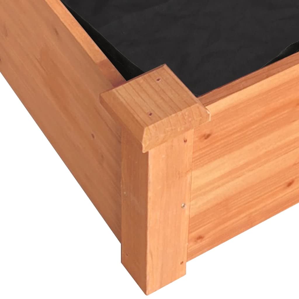 Podwyższona grządka z wkładką z litego drewna jodłowego, 240 x 60 x 25 cm, otwarte dno dla dobrego odprowadzania wody, praktyczna donica na warzywa i zioła, grządka ogrodowa z barierą dla chwastów